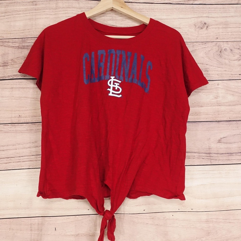 St. Louis Cardinals Shirt Womens M Red MLB Baseball Campus Lifestyle Tie Front